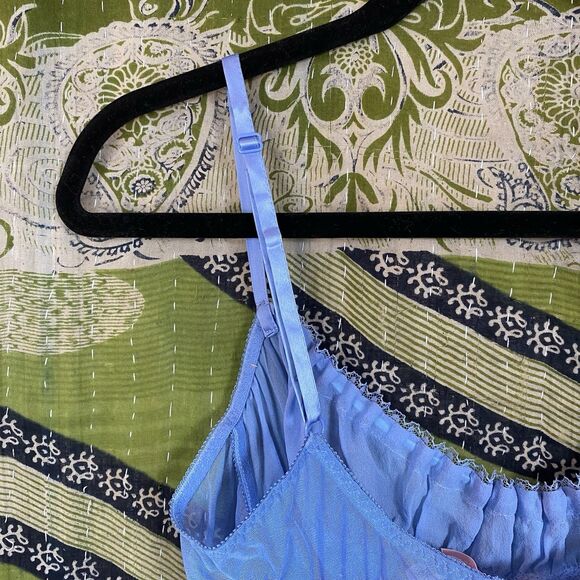 RARE Y2K Victoria's Secret Cornflower Blue Silk Milkmaid Slip Dress Size Large - Picture 12 of 16